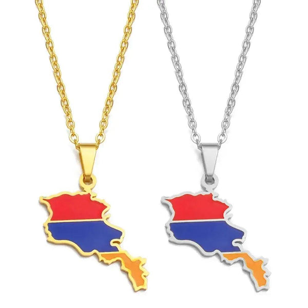 Armenia Flag Map Necklace