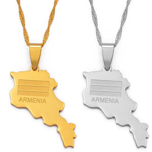 Armenia Flag Map Necklace