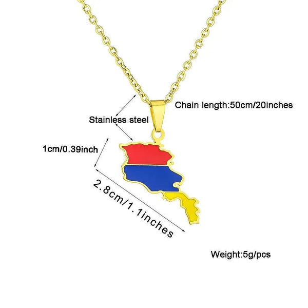 Armenia Flag Map Necklace