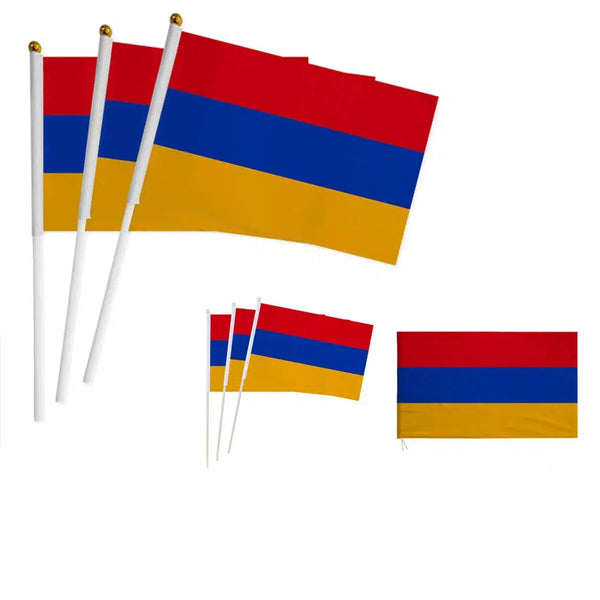 Armenia Flag on Stick - Small Handheld Flag (50/100Pcs)