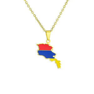 Armenia Flag Map Necklace