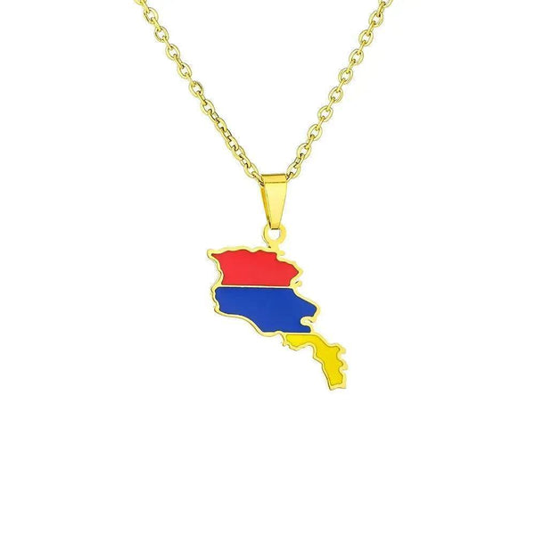 Armenia Flag Map Necklace