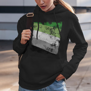 Aromantic Flag - Distressed LGBT+ Hoodie