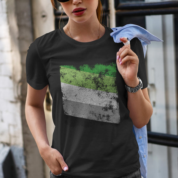Aromantic Flag - Distressed LGBT+ T-Shirt