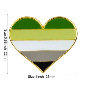 Aromantic Pride Flag Lapel Pins - LGBTQIA2S+ Enamel Pin Flag