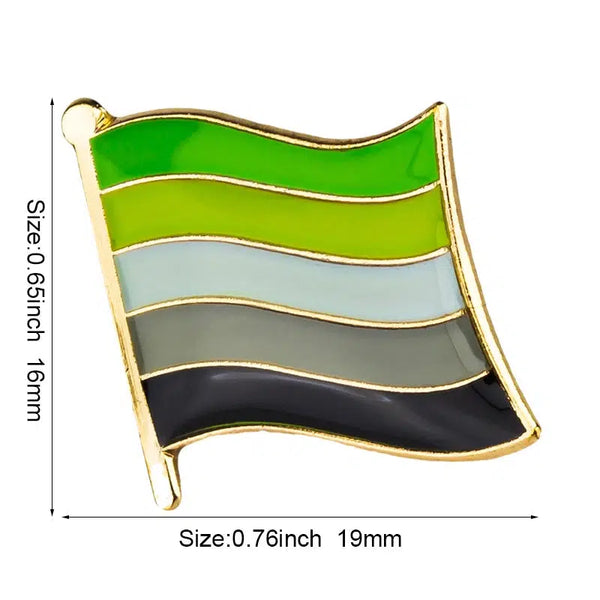 Aromantic Pride Flag Lapel Pins - LGBTQIA2S+ Enamel Pin Flag