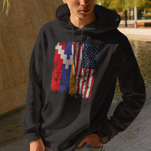 Artsakh USA Flag - Half American Hoodie