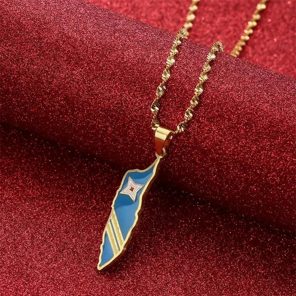 Aruba Flag Map Necklace