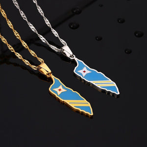 Aruba Flag Map Necklace