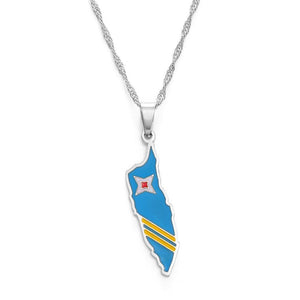 Aruba Flag Map Necklace