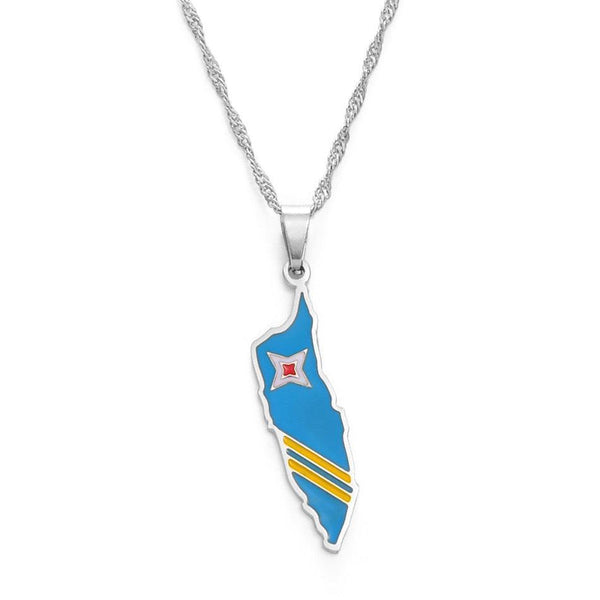 Aruba Flag Map Necklace