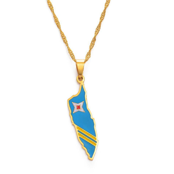 Aruba Flag Map Necklace