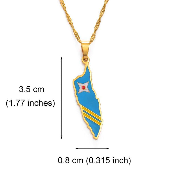 Aruba Flag Map Necklace