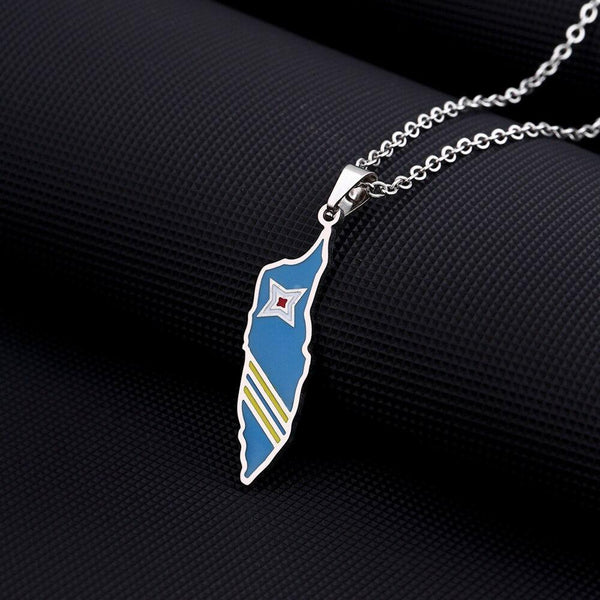 Aruba Flag Map Necklace