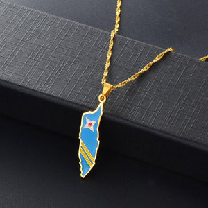 Aruba Flag Map Necklace