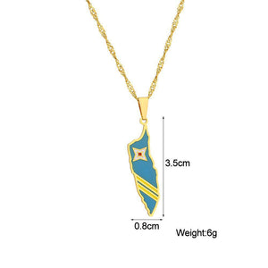 Aruba Flag Map Necklace