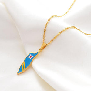 Aruba Flag Map Necklace