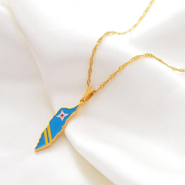 Aruba Flag Map Necklace