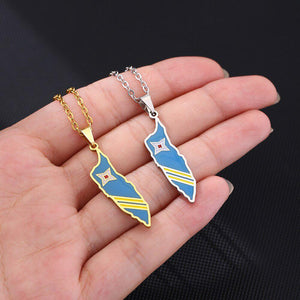 Aruba Flag Map Necklace