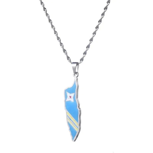 Aruba Flag Map Necklace