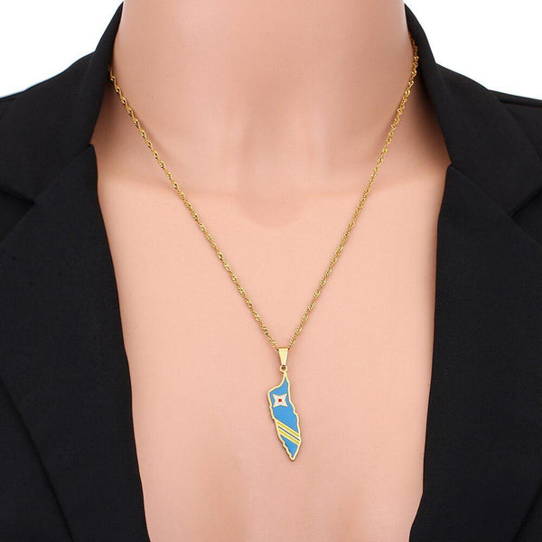 Aruba Flag Map Necklace