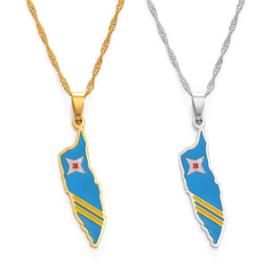 Aruba Flag Map Necklace