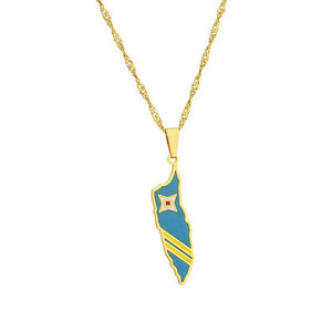 Aruba Flag Map Necklace