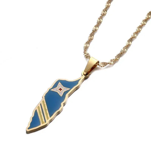 Aruba Flag Map Necklace