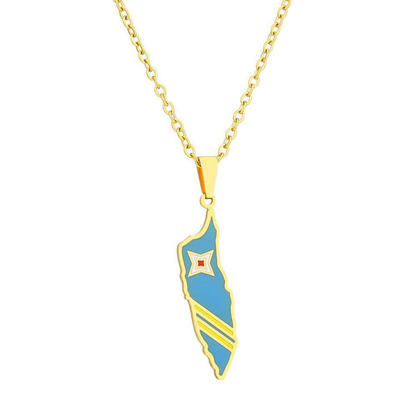 Aruba Flag Map Necklace