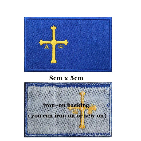 Asturias Flag Patch - Iron On/Hook & Loop Patch