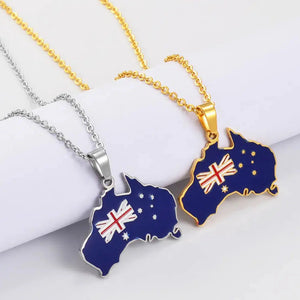 Australia Flag Map Necklace