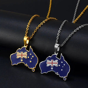 Australia Flag Map Necklace