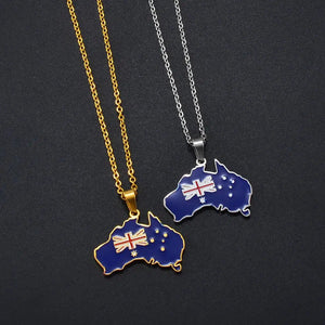 Australia Flag Map Necklace