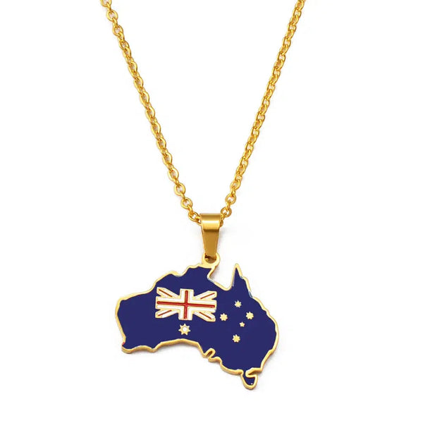 Australia Flag Map Necklace