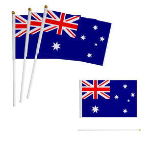 Australia Flag on Stick - Small Handheld Flag (50/100Pcs)