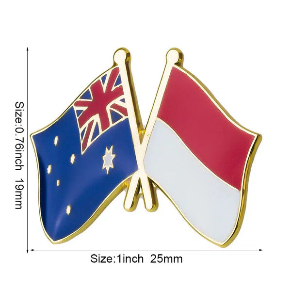 Australia Indonesia Flag Lapel Pin - Enamel Pin Flag
