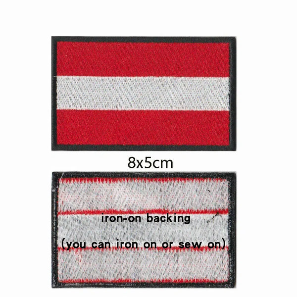 Austria Flag Patch - Iron On/Hook & Loop Patch