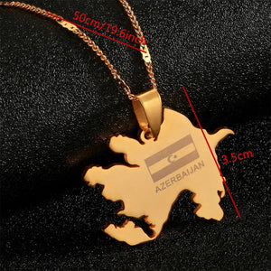 Azerbaijan Flag Map Necklace