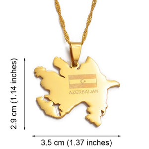 Azerbaijan Flag Map Necklace