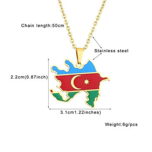 Azerbaijan Flag Map Necklace