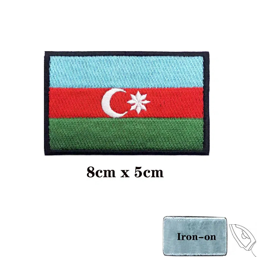 Azerbaijan Flag Patch - Iron On/Hook & Loop Patch