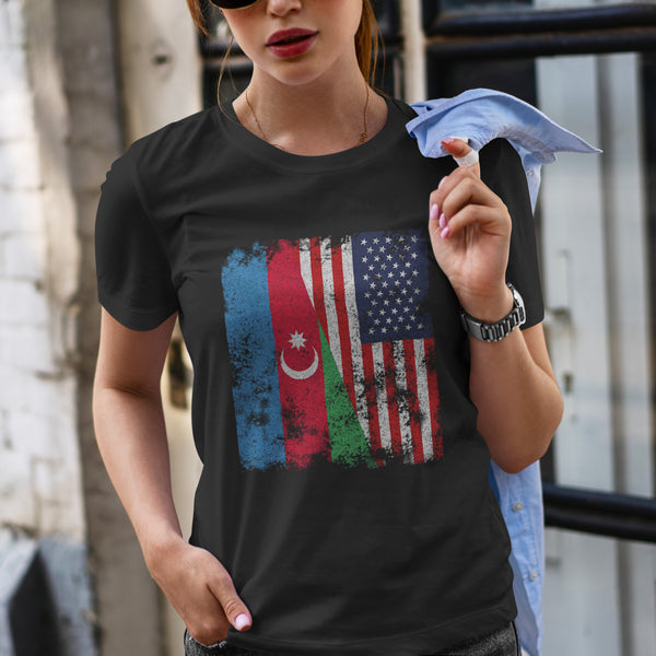 Azerbaijan USA Flag - Half American T-Shirt