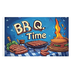 BBQ Time Flag - 90x150cm(3x5ft) - 60x90cm(2x3ft) Barbecue Flag