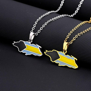 Bahamas Flag Map Necklace