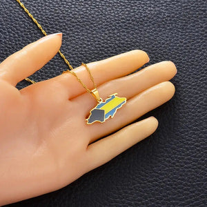 Bahamas Flag Map Necklace