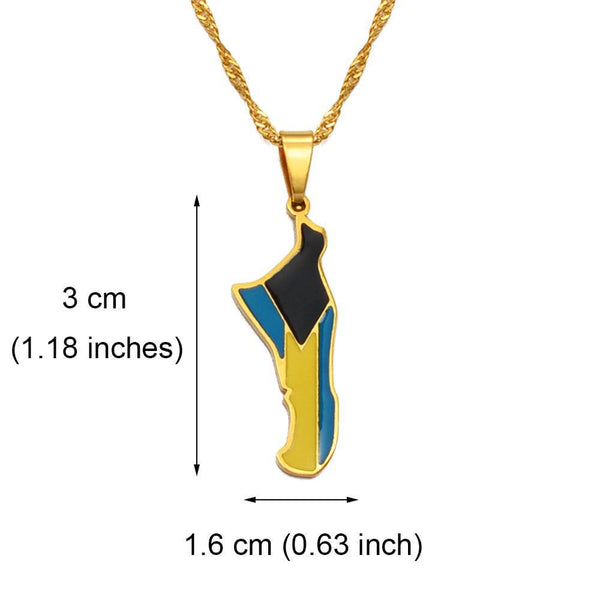 Bahamas Flag Map Necklace