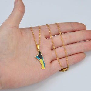 Bahamas Flag Map Necklace