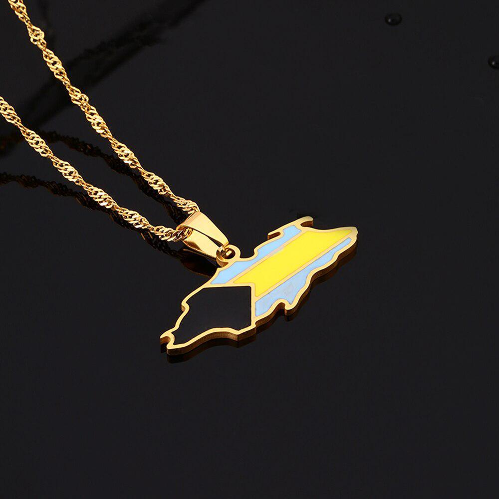 Bahamas Flag Map Necklace