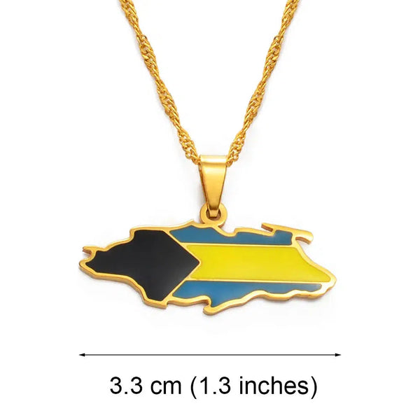 Bahamas Flag Map Necklace