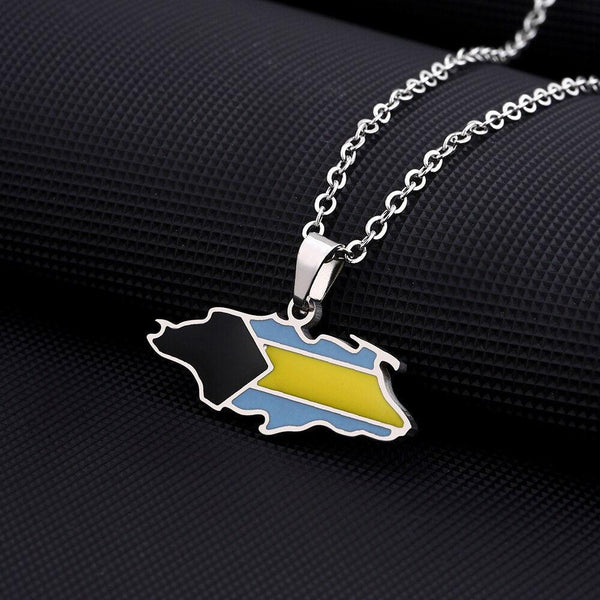 Bahamas Flag Map Necklace